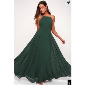 Lulus Mythical Kind of Love Dark Green Maxi Dress